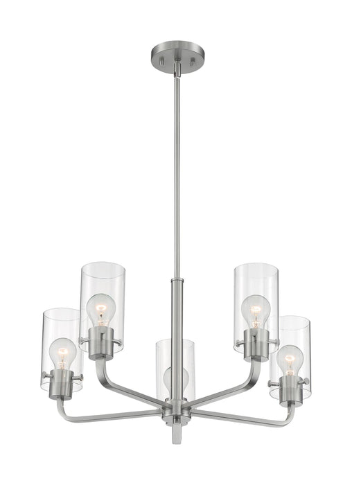 Chandelier Nuvo 60-7175 Sommerset - 5 Light - Chandelier Fixture - Brushed Nickel Finish with Clear Glass Nuvo