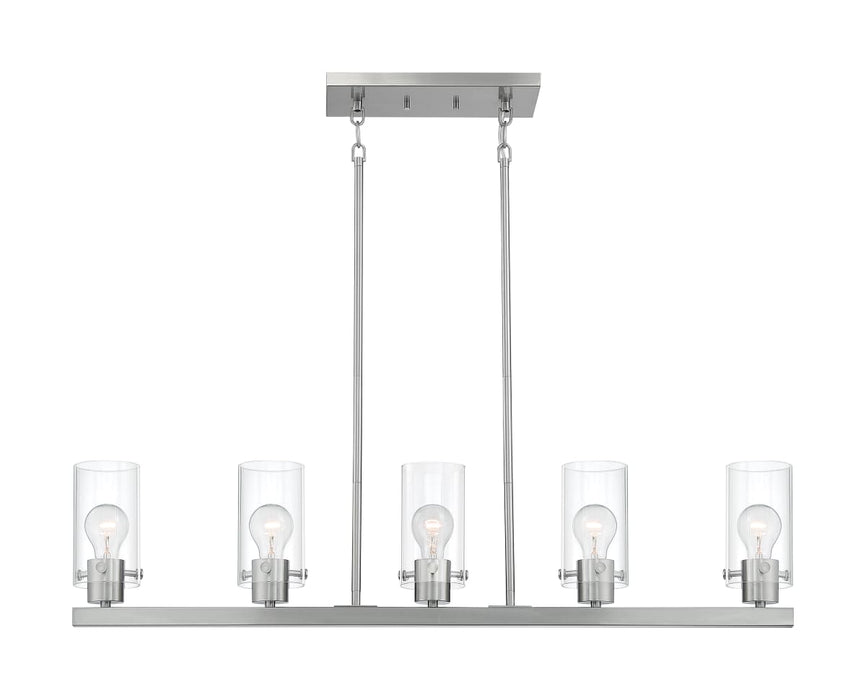 Island Pendant Nuvo 60-7176 Sommerset - 5 Light - Island Pendant Fixture - Brushed Nickel Finish with Clear Glass Nuvo