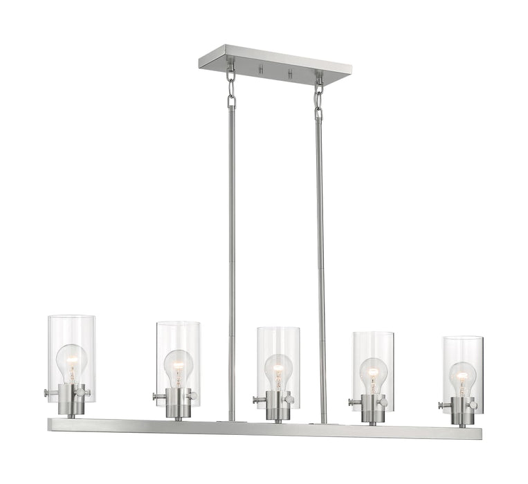 Island Pendant Nuvo 60-7176 Sommerset - 5 Light - Island Pendant Fixture - Brushed Nickel Finish with Clear Glass Nuvo