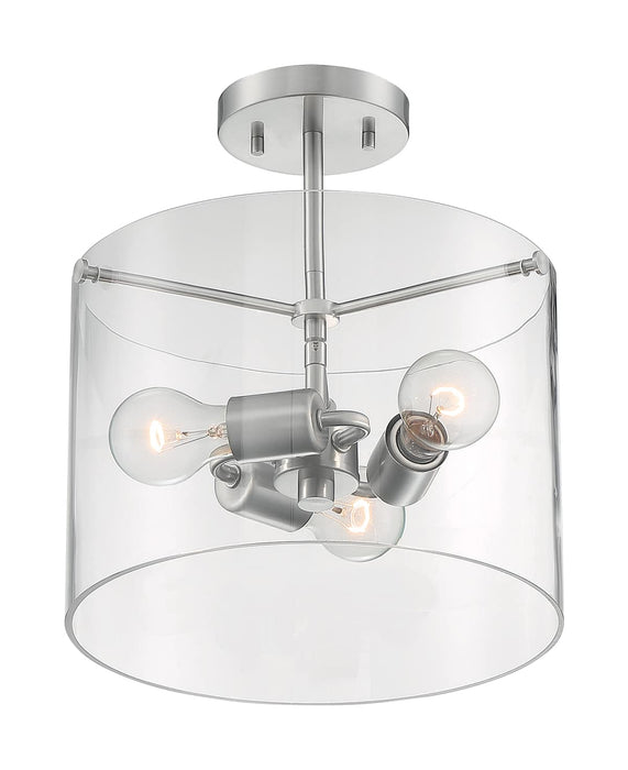 Semi Flush Nuvo 60-7178 Sommerset - 3 Light - Semi-Flush Fixture - Brushed Nickel Finish with Clear Glass Nuvo