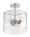 Semi Flush Nuvo 60-7178 Sommerset - 3 Light - Semi-Flush Fixture - Brushed Nickel Finish with Clear Glass Nuvo