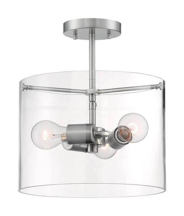 Semi Flush Nuvo 60-7178 Sommerset - 3 Light - Semi-Flush Fixture - Brushed Nickel Finish with Clear Glass Nuvo