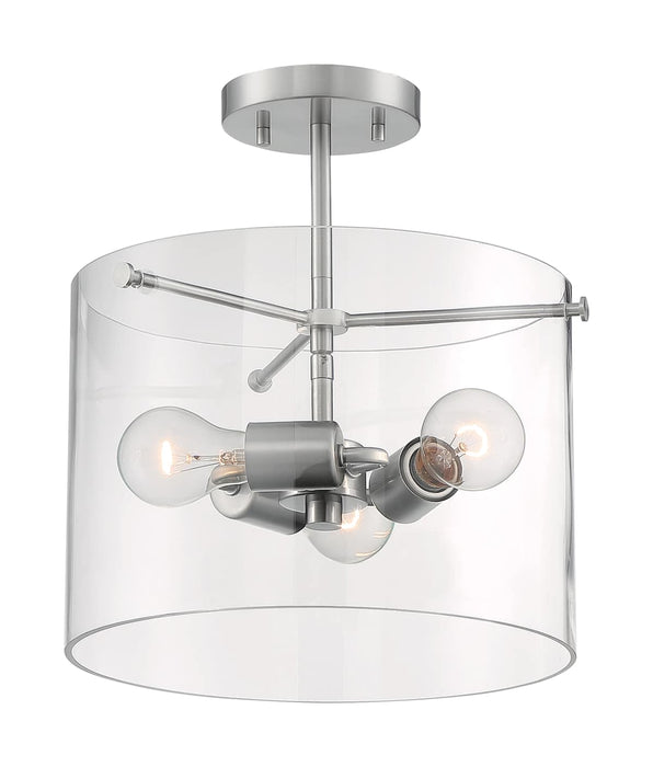 Semi Flush Nuvo 60-7178 Sommerset - 3 Light - Semi-Flush Fixture - Brushed Nickel Finish with Clear Glass Nuvo