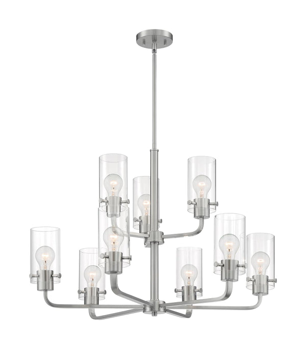 Chandelier Nuvo 60-7179 Sommerset - 9 Light - Chandelier Fixture - Brushed Nickel Finish with Clear Glass Nuvo