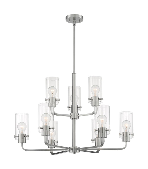 Chandelier Nuvo 60-7179 Sommerset - 9 Light - Chandelier Fixture - Brushed Nickel Finish with Clear Glass Nuvo