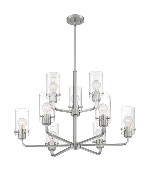 Chandelier Nuvo 60-7179 Sommerset - 9 Light - Chandelier Fixture - Brushed Nickel Finish with Clear Glass Nuvo