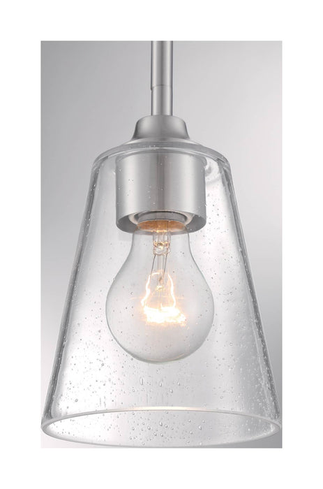 Mini Pendant Nuvo 60-7180 Bransel - 1 Light - Mini Pendant Fixture - Brushed Nickel Finish with Clear Seeded Glass Nuvo