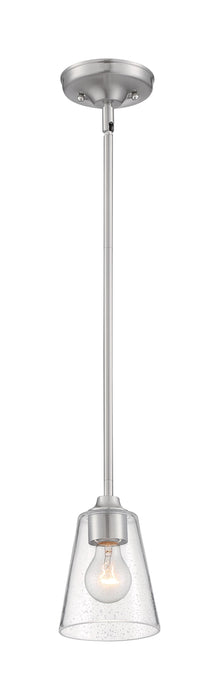 Mini Pendant Nuvo 60-7180 Bransel - 1 Light - Mini Pendant Fixture - Brushed Nickel Finish with Clear Seeded Glass Nuvo