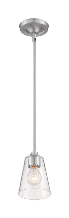 Mini Pendant Nuvo 60-7180 Bransel - 1 Light - Mini Pendant Fixture - Brushed Nickel Finish with Clear Seeded Glass Nuvo