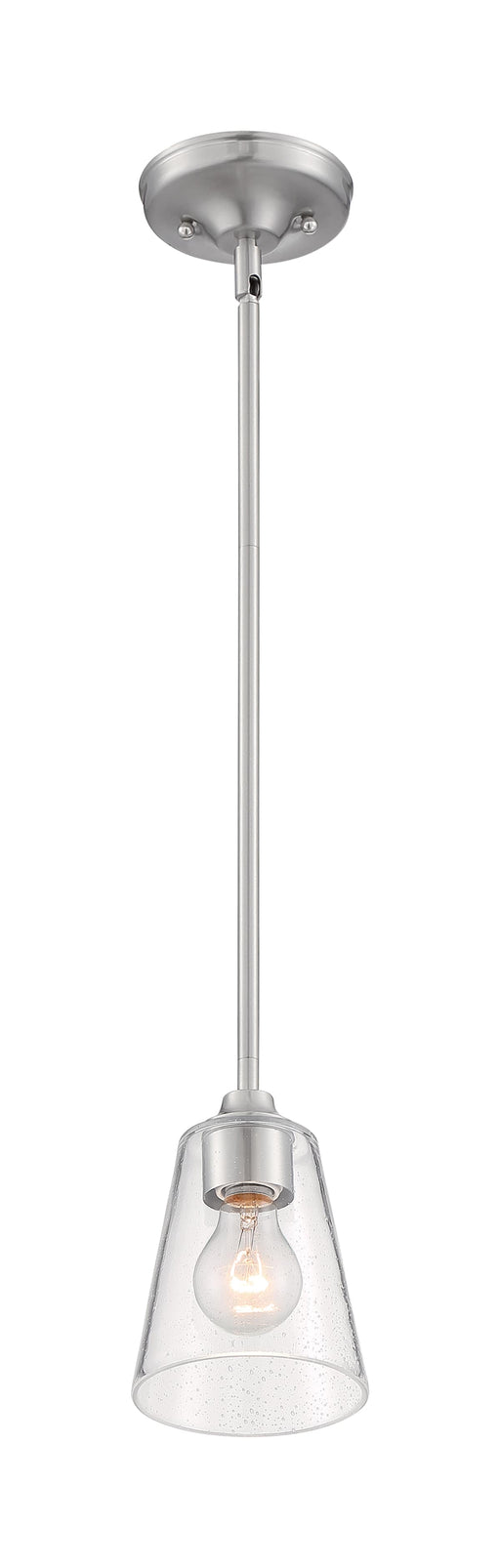 Mini Pendant Nuvo 60-7180 Bransel - 1 Light - Mini Pendant Fixture - Brushed Nickel Finish with Clear Seeded Glass Nuvo