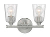 Vanity Nuvo 60-7182 Bransel - 2 Light - Vanity Fixture - Brushed Nickel Finish with Clear Seeded Glass Nuvo