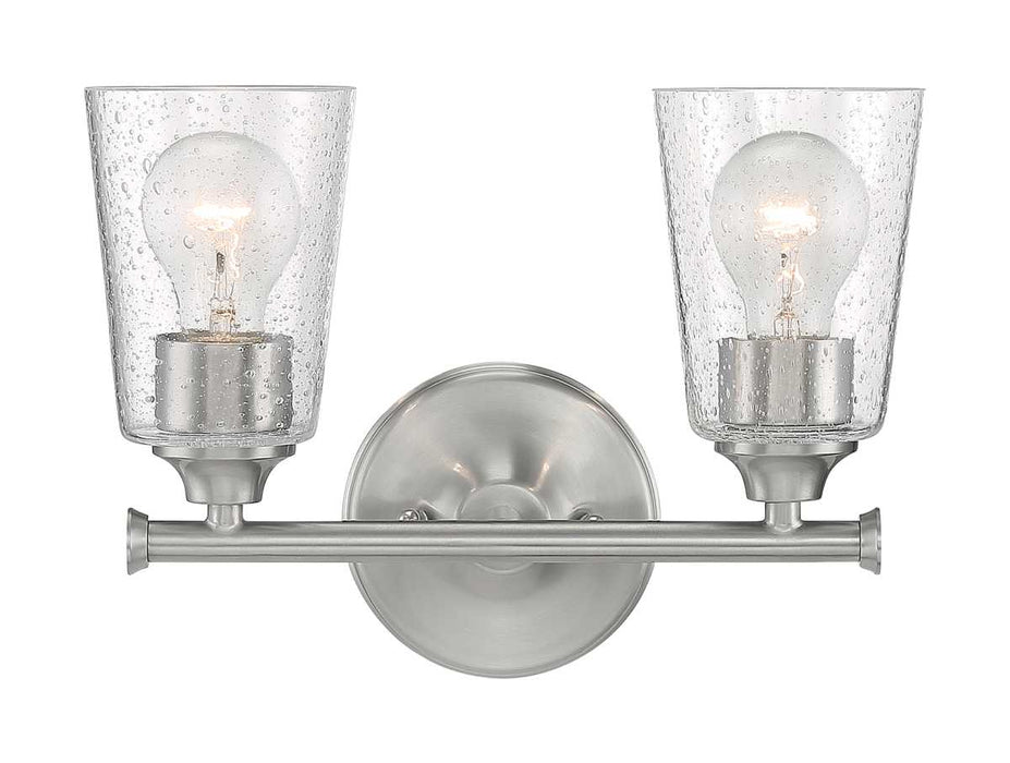 Vanity Nuvo 60-7182 Bransel - 2 Light - Vanity Fixture - Brushed Nickel Finish with Clear Seeded Glass Nuvo