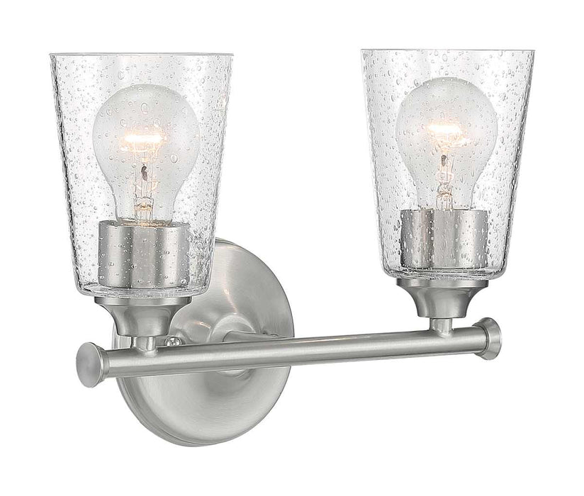 Vanity Nuvo 60-7182 Bransel - 2 Light - Vanity Fixture - Brushed Nickel Finish with Clear Seeded Glass Nuvo