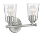 Vanity Nuvo 60-7182 Bransel - 2 Light - Vanity Fixture - Brushed Nickel Finish with Clear Seeded Glass Nuvo