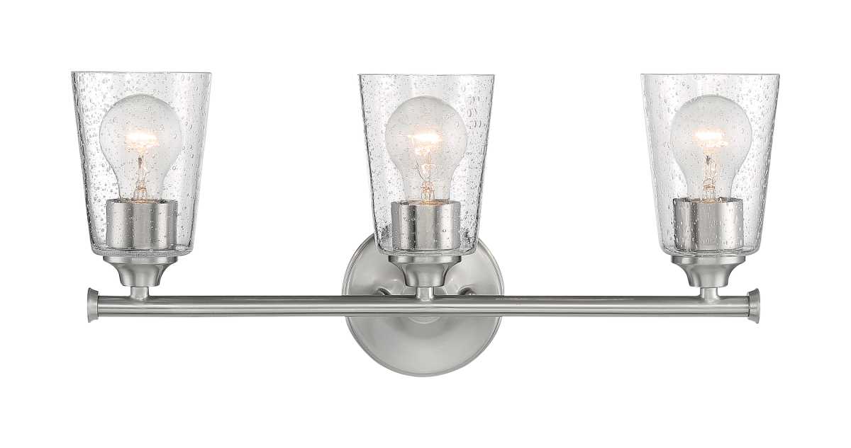 Vanity Nuvo 60-7183 Bransel - 3 Light - Vanity Fixture - Brushed Nickel Finish with Clear Seeded Glass Nuvo