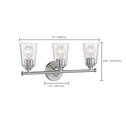 Vanity Nuvo 60-7183 Bransel - 3 Light - Vanity Fixture - Brushed Nickel Finish with Clear Seeded Glass Nuvo