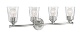Vanity Nuvo 60-7184 Bransel - 4 Light - Vanity Fixture - Brushed Nickel Finish with Clear Seeded Glass Nuvo