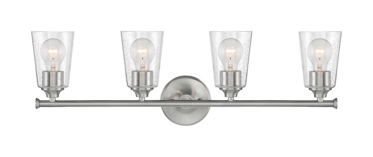 Vanity Nuvo 60-7184 Bransel - 4 Light - Vanity Fixture - Brushed Nickel Finish with Clear Seeded Glass Nuvo