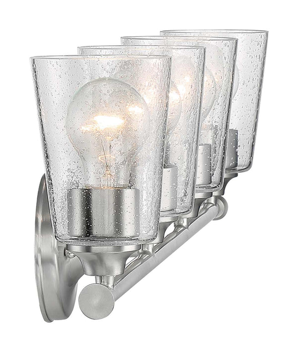 Vanity Nuvo 60-7184 Bransel - 4 Light - Vanity Fixture - Brushed Nickel Finish with Clear Seeded Glass Nuvo