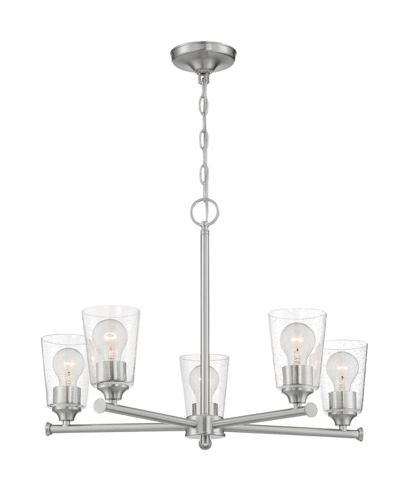 Chandelier Nuvo 60-7185 Bransel - 5 Light - Chandelier Fixture - Brushed Nickel Finish with Clear Seeded Glass Nuvo