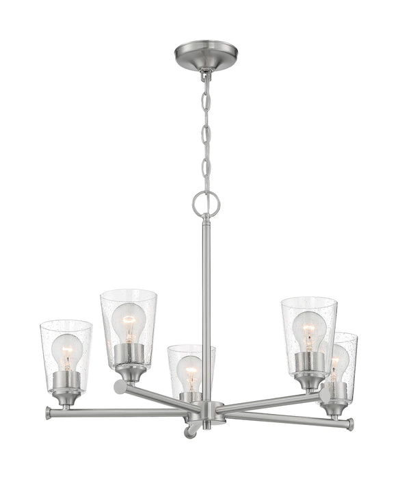 Chandelier Nuvo 60-7185 Bransel - 5 Light - Chandelier Fixture - Brushed Nickel Finish with Clear Seeded Glass Nuvo