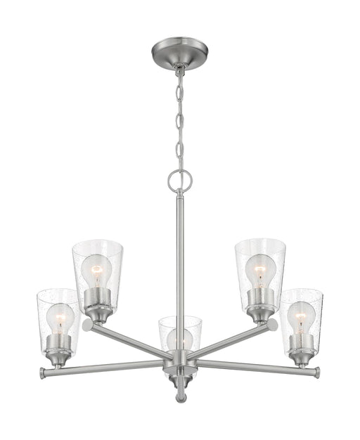 Chandelier Nuvo 60-7185 Bransel - 5 Light - Chandelier Fixture - Brushed Nickel Finish with Clear Seeded Glass Nuvo