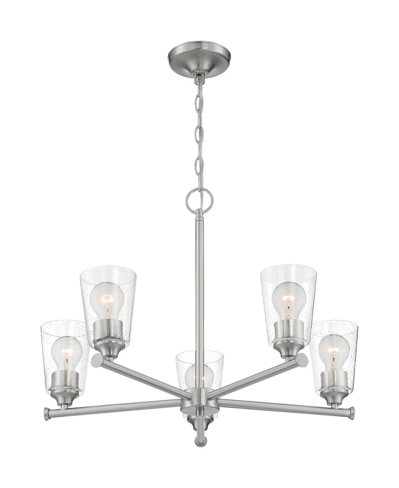 Chandelier Nuvo 60-7185 Bransel - 5 Light - Chandelier Fixture - Brushed Nickel Finish with Clear Seeded Glass Nuvo
