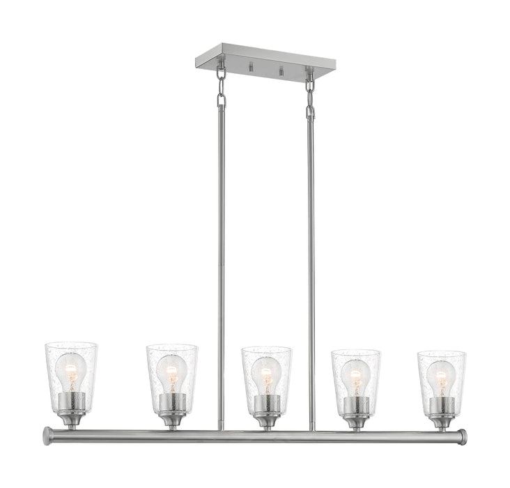 Island Pendant Nuvo 60-7186 Bransel - 5 Light - Island Pendant Fixture - Brushed Nickel Finish with Clear Seeded Glass Nuvo
