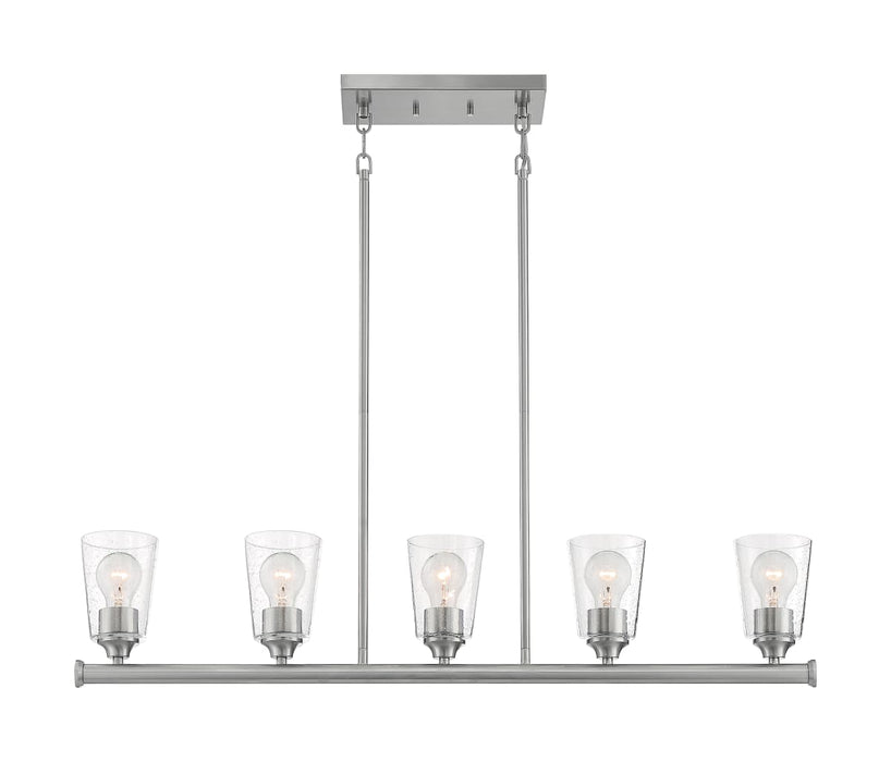 Island Pendant Nuvo 60-7186 Bransel - 5 Light - Island Pendant Fixture - Brushed Nickel Finish with Clear Seeded Glass Nuvo