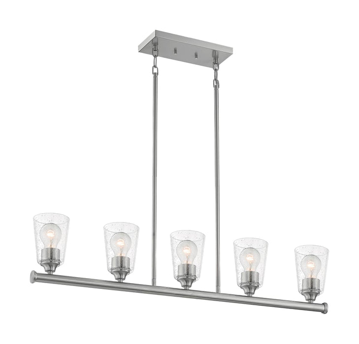 Island Pendant Nuvo 60-7186 Bransel - 5 Light - Island Pendant Fixture - Brushed Nickel Finish with Clear Seeded Glass Nuvo