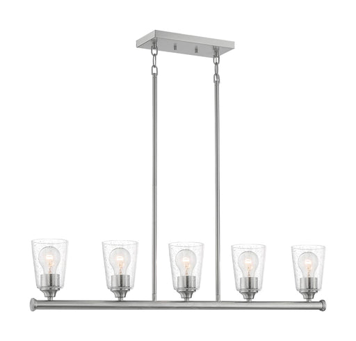 Island Pendant Nuvo 60-7186 Bransel - 5 Light - Island Pendant Fixture - Brushed Nickel Finish with Clear Seeded Glass Nuvo