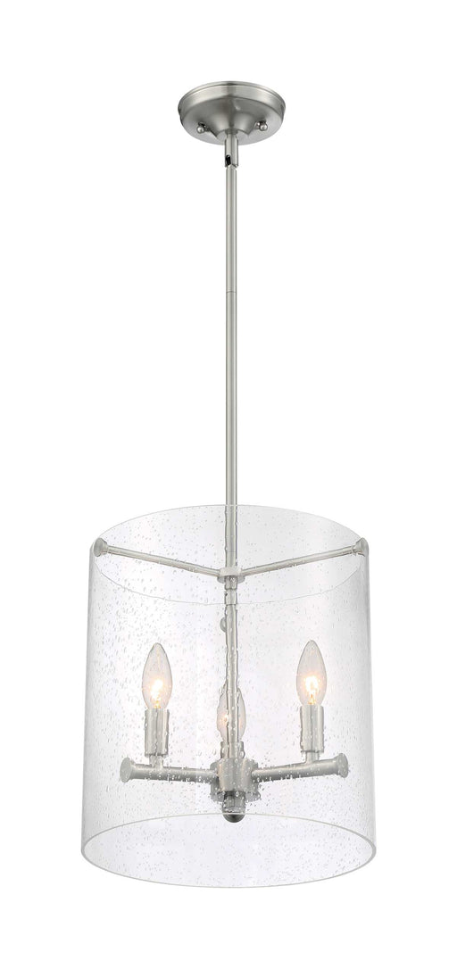 Pendant Nuvo 60-7187 Bransel - 3 Light - Pendant Fixture - Brushed Nickel Finish with Clear Seeded Glass Nuvo