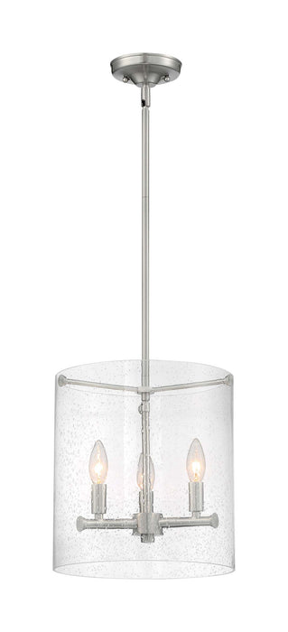 Pendant Nuvo 60-7187 Bransel - 3 Light - Pendant Fixture - Brushed Nickel Finish with Clear Seeded Glass Nuvo
