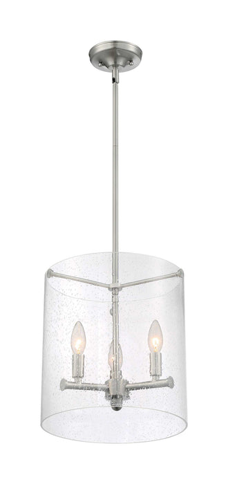 Pendant Nuvo 60-7187 Bransel - 3 Light - Pendant Fixture - Brushed Nickel Finish with Clear Seeded Glass Nuvo
