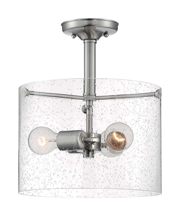 Semi Flush Nuvo 60-7188 Bransel - 3 Light - Semi-Flush Fixture - Brushed Nickel Finish with Clear Seeded Glass Nuvo