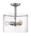 Semi Flush Nuvo 60-7188 Bransel - 3 Light - Semi-Flush Fixture - Brushed Nickel Finish with Clear Seeded Glass Nuvo