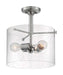 Semi Flush Nuvo 60-7188 Bransel - 3 Light - Semi-Flush Fixture - Brushed Nickel Finish with Clear Seeded Glass Nuvo