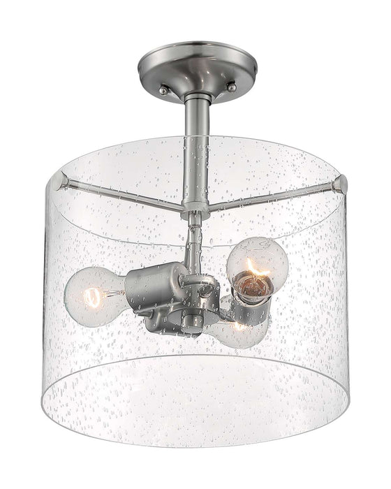Semi Flush Nuvo 60-7188 Bransel - 3 Light - Semi-Flush Fixture - Brushed Nickel Finish with Clear Seeded Glass Nuvo