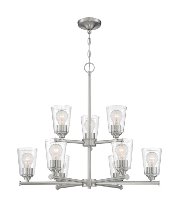 Chandelier Nuvo 60-7189 Bransel - 9 Light - Chandelier Fixture - Brushed Nickel Finish with Clear Seeded Glass Nuvo