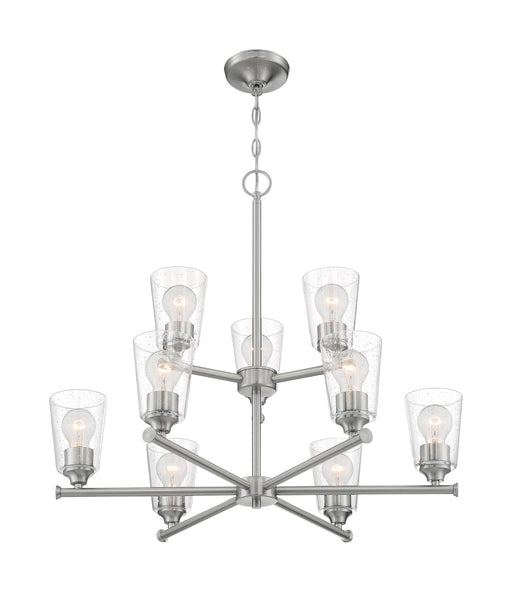 Chandelier Nuvo 60-7189 Bransel - 9 Light - Chandelier Fixture - Brushed Nickel Finish with Clear Seeded Glass Nuvo