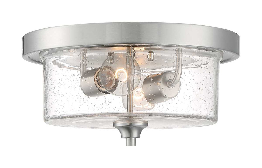 Flush Mount Nuvo 60-7190 Bransel - 2 Light - Flush Mount Fixture - Brushed Nickel Finish with Clear Seeded Glass Nuvo