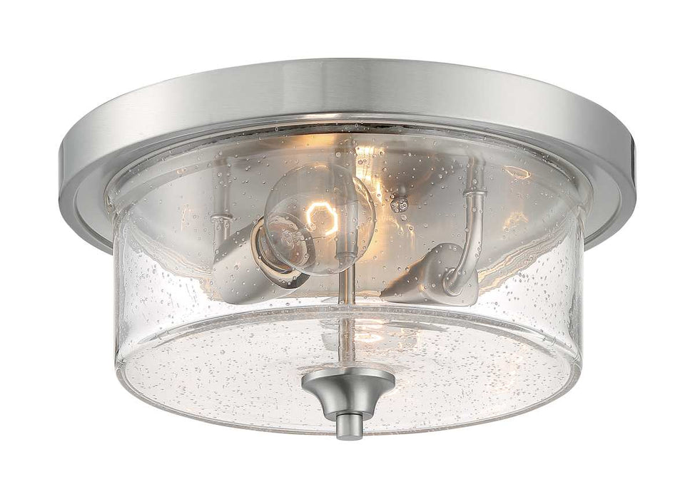 Flush Mount Nuvo 60-7190 Bransel - 2 Light - Flush Mount Fixture - Brushed Nickel Finish with Clear Seeded Glass Nuvo