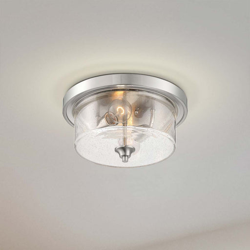 Flush Mount Nuvo 60-7190 Bransel - 2 Light - Flush Mount Fixture - Brushed Nickel Finish with Clear Seeded Glass Nuvo