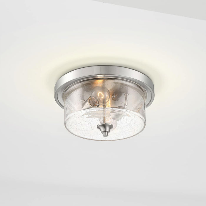 Flush Mount Nuvo 60-7190 Bransel - 2 Light - Flush Mount Fixture - Brushed Nickel Finish with Clear Seeded Glass Nuvo