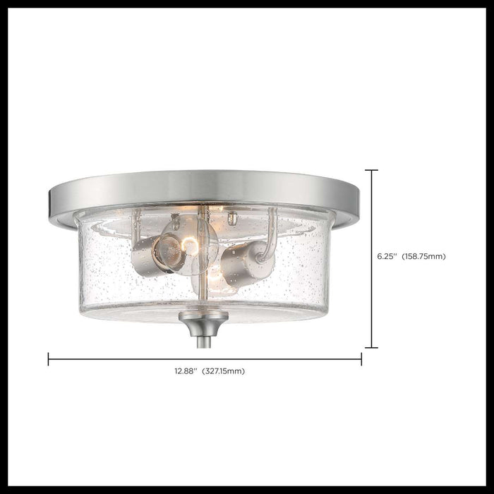 Flush Mount Nuvo 60-7190 Bransel - 2 Light - Flush Mount Fixture - Brushed Nickel Finish with Clear Seeded Glass Nuvo