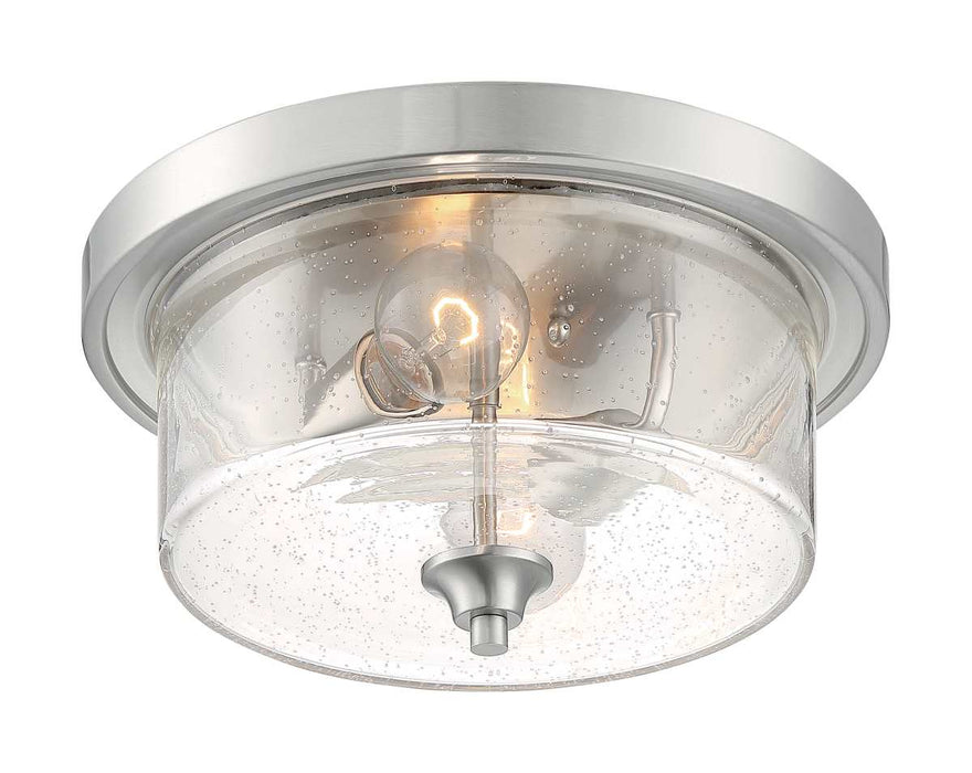 Flush Mount Nuvo 60-7190 Bransel - 2 Light - Flush Mount Fixture - Brushed Nickel Finish with Clear Seeded Glass Nuvo