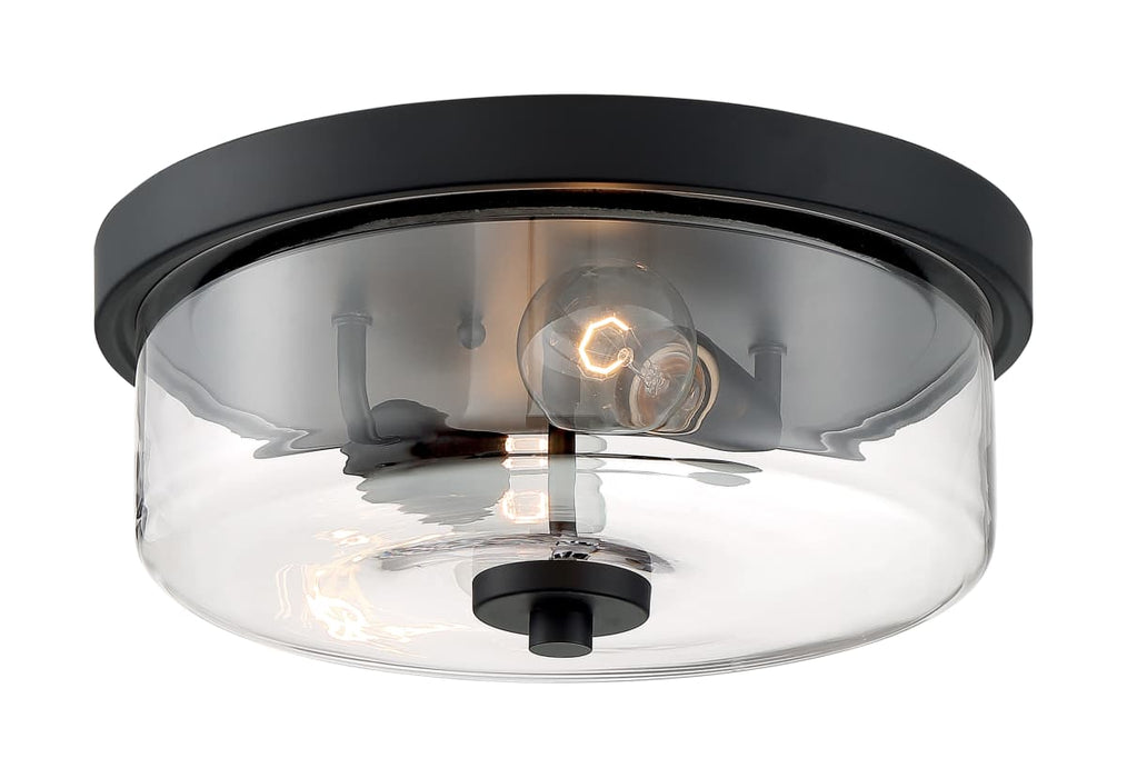 Flush Mount Nuvo 60-7268 Sommerset - 2 Light - Flush Mount Fixture - Matte Black Finish with Clear Glass Nuvo