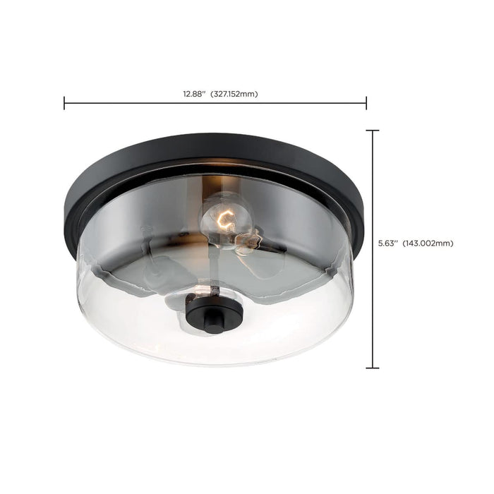 Flush Mount Nuvo 60-7268 Sommerset - 2 Light - Flush Mount Fixture - Matte Black Finish with Clear Glass Nuvo