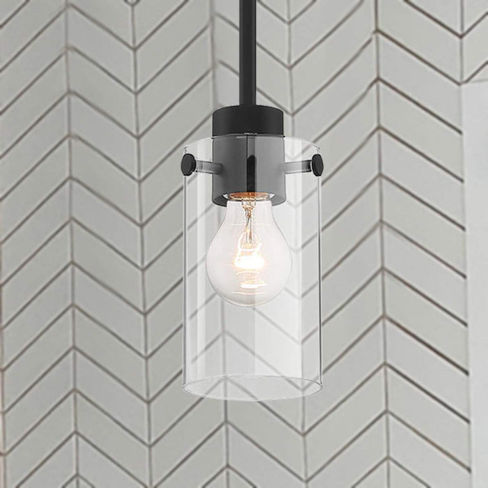Mini Pendant Nuvo 60-7270 Sommerset - 1 Light - Mini Pendant Fixture - Matte Black Finish with Clear Glass Nuvo