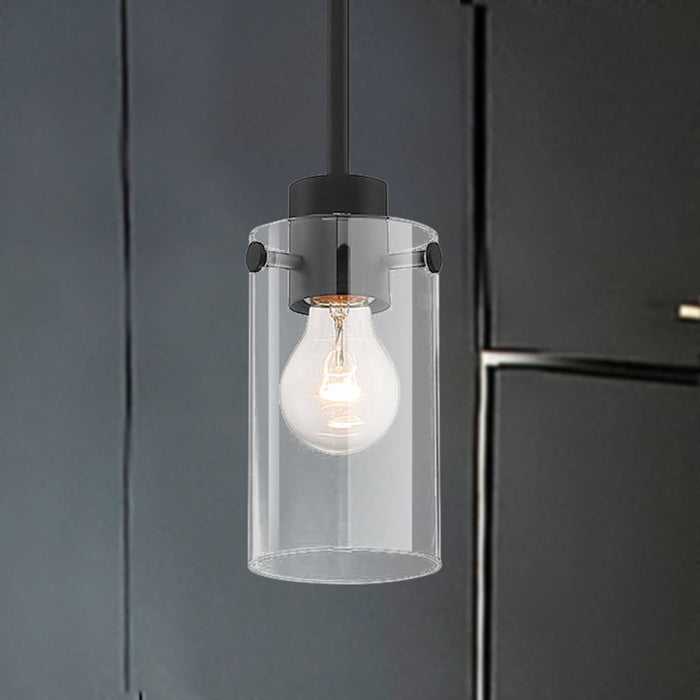 Mini Pendant Nuvo 60-7270 Sommerset - 1 Light - Mini Pendant Fixture - Matte Black Finish with Clear Glass Nuvo
